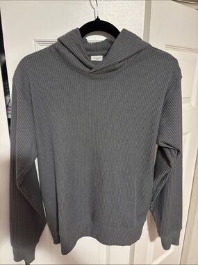 Aritzia Ribbed Hooded Pullover Sweater - Gray xs